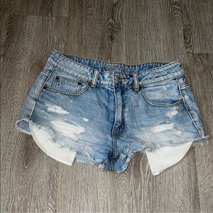 American Eagle Outfitters Blue Ripped Jean Shorts